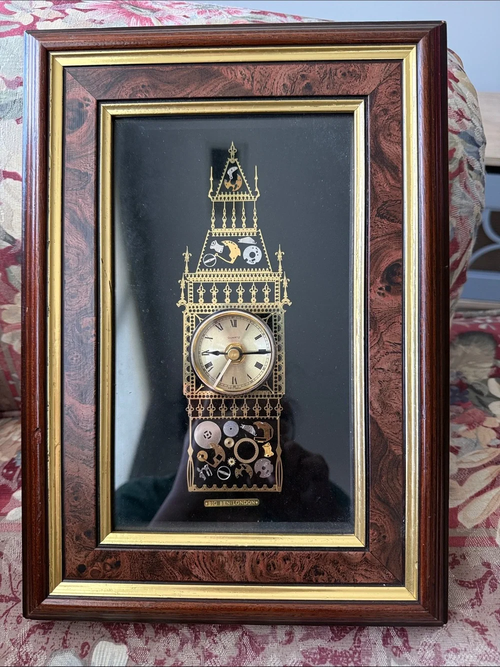 Ornate Gold & Black Tower Clock and Jewelry Box. Wall Art